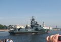 פריגטת טילים של הצי הרוסי בעגינה טקסית בנהר הנבה 25 ביולי 2010.