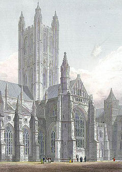 Canterbury Cathedral, Central Tower, South Transept &c. engraved by J.LeKeux after a picture by G.Cattermole, 1821 edited.jpg