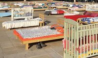 Empty Beds art installation at the Habima Square Kikar Hatarbut 6.jpg