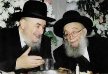 רבי בנימין ציילברגר (משמאל) עם רבי אליהו שווי תמונה זו מוצגת במכלול בשימוש הוגן. נשמח להחליפה בתמונה חופשית.