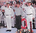 החלפת פיקוד בחיל הים: דוד בן בעש"ט מימין מוסר לאלי מרום משמאל. ביניהם, הרמטכ"ל גבי אשכנזי – אוקטובר 2007